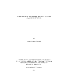 Evolution of Photosymbiosis in Marine Bivalves (Cardiidae: Fraginae)