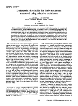 Differential Thresholds for Limb Movement Measured Using Adaptive Techniques