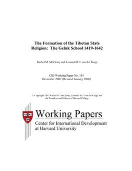 CID Working Paper No. 154 :: the Formation of the Tibetan State Religion