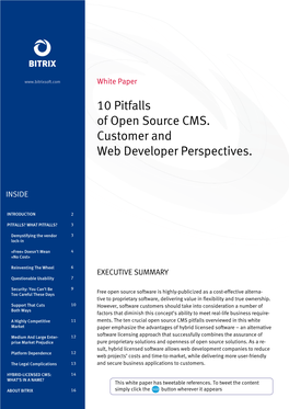 10 Pitfalls of Open Source CMS. Customer and Web Developer Perspectives