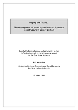 Shaping the Future... the Development of Voluntary and Community Sector