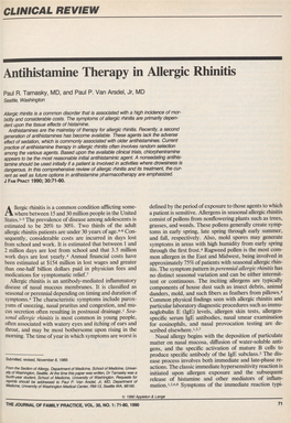 Antihistamine Therapy in Allergic Rhinitis