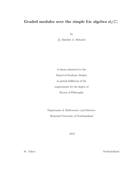 Graded Modules Over the Simple Lie Algebra Sl2(C)