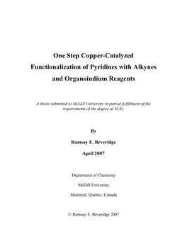 One Step Copper-Catalyzed Functionalization of Pyridines with Alkynes and Organoindium Reagents