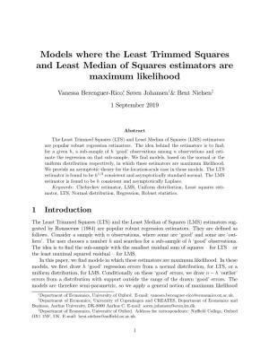 Models Where the Least Trimmed Squares and Least Median of Squares Estimators Are Maximum Likelihood