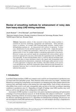 Review of Smoothing Methods for Enhancement of Noisy Data from Heavy-Duty LHD Mining Machines