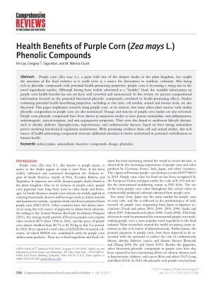 Health Benefits of Purple Corn (Zea Mays L.) Phenolic Compounds