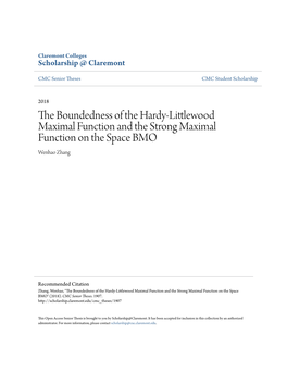 The Boundedness of the Hardy-Littlewood Maximal Function and the Strong Maximal Function on the Space BMO Wenhao Zhang