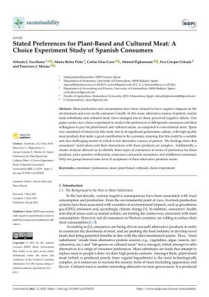 Stated Preferences for Plant-Based and Cultured Meat: a Choice Experiment Study of Spanish Consumers