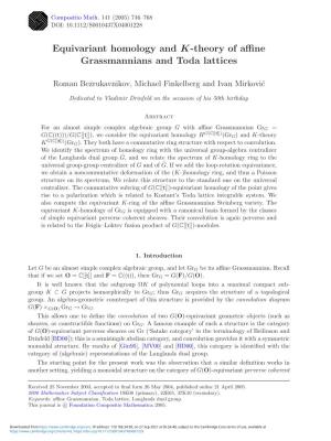 Equivariant Homology and K -Theory of Affine Grassmannians and Toda