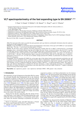 VLT Spectropolarimetry of the Fast Expanding Type Ia SN 2006X�,