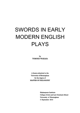 Swords in Early Modern English Plays