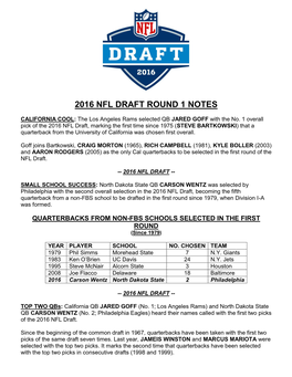 2016 Nfl Draft Round 1 Notes