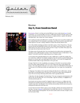 Review: Say It, Evan Goodrow Band