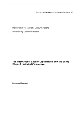 The International Labour Organization and the Living Wage: a Historical Perspective