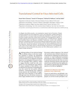 Translational Control in Virus-Infected Cells