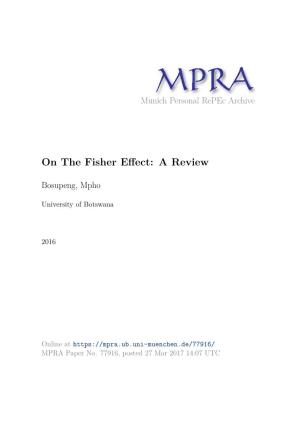 On the Fisher Effect: a Review
