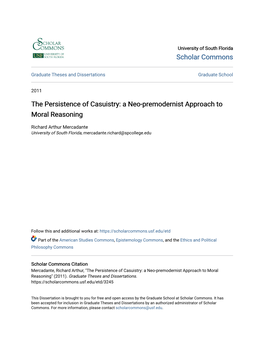 The Persistence of Casuistry: a Neo-Premodernist Approach to Moral Reasoning