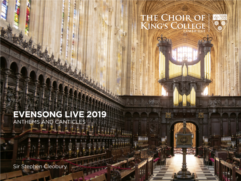 Evensong Live 2019 Anthems and Canticles