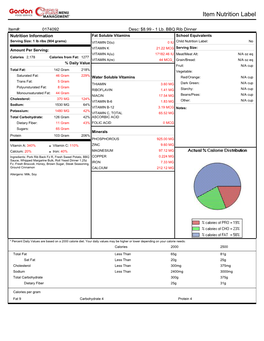 Item Nutrition Label