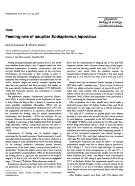 Feeding Rate of Naupliar Eodiaptomus Japonicus