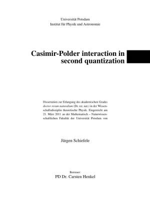 Casimir-Polder Interaction in Second Quantization