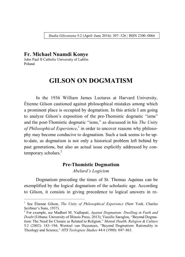 Gilson on Dogmatism