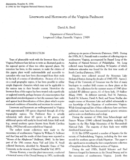 Liverworts and Hornworts of the Virginia Piedmont