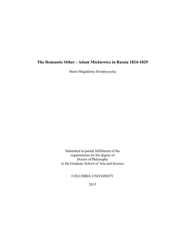 Adam Mickiewicz in Russia 1824-1829