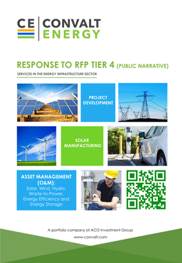 Response to Rfp Tier 4 (Public Narrative) Services in the Energy Infrastructure Sector