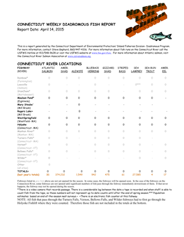 Connecticut Weekly Anadromous Fish Report
