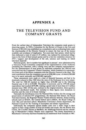 Appendix a the Television Fund and Company Grants