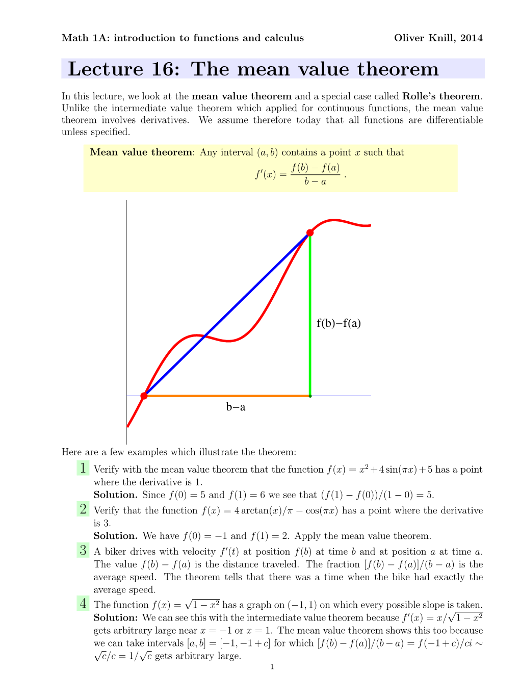 The Mean Value Theorem