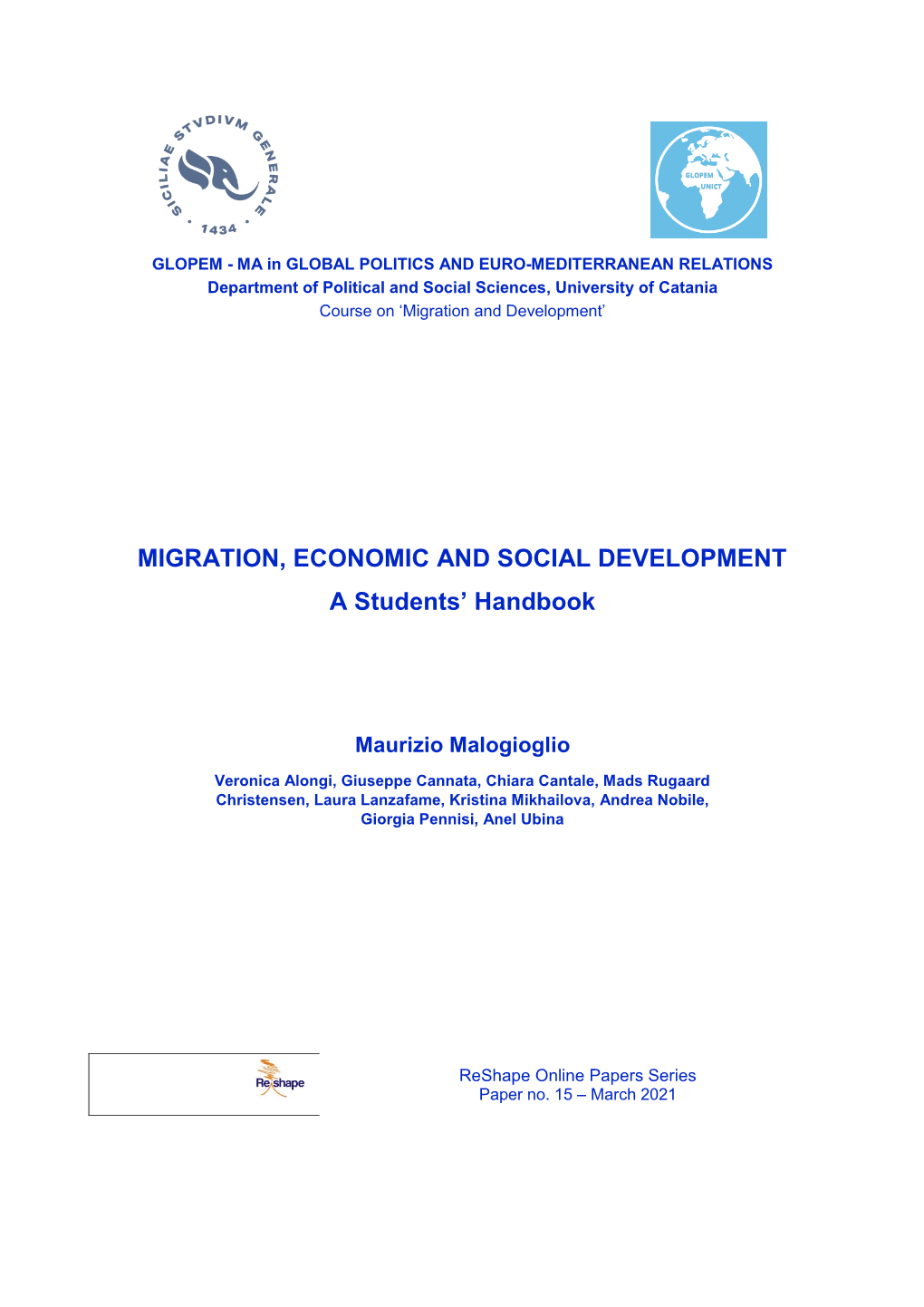 MIGRATION, ECONOMIC and SOCIAL DEVELOPMENT a Students’ Handbook