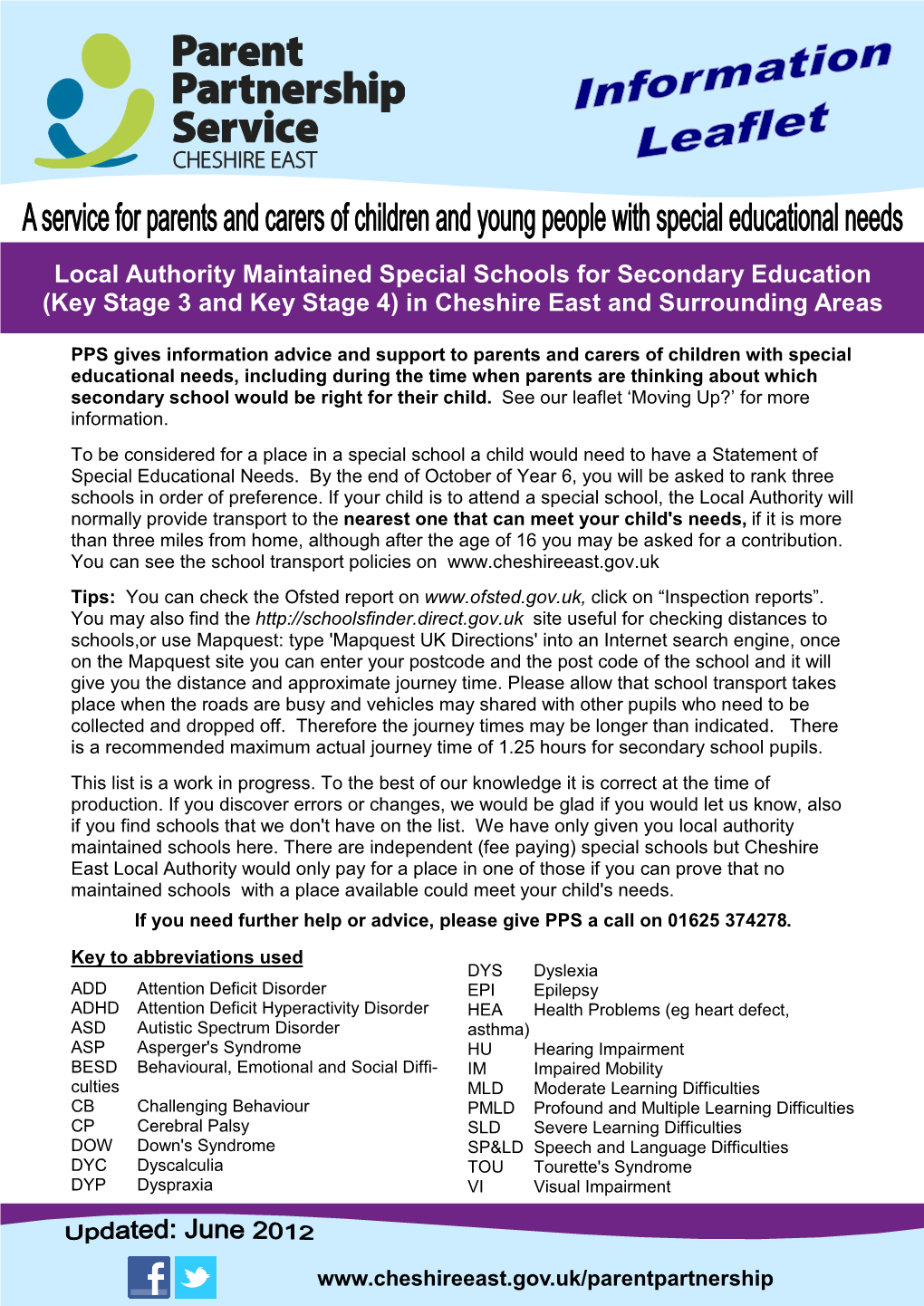 Local Authority Maintained Special Schools for Secondary Education (Key Stage 3 and Key Stage 4) in Cheshire East and Surrounding Areas