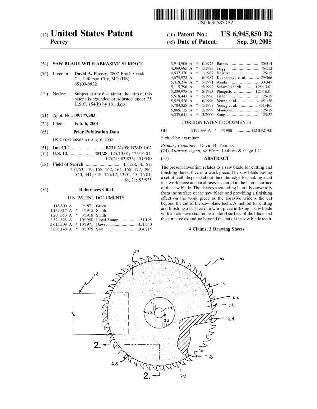 United States Patent (10) Patent N0.: US 6,945,850 B2 Perrey (45) Date of Patent: Sep