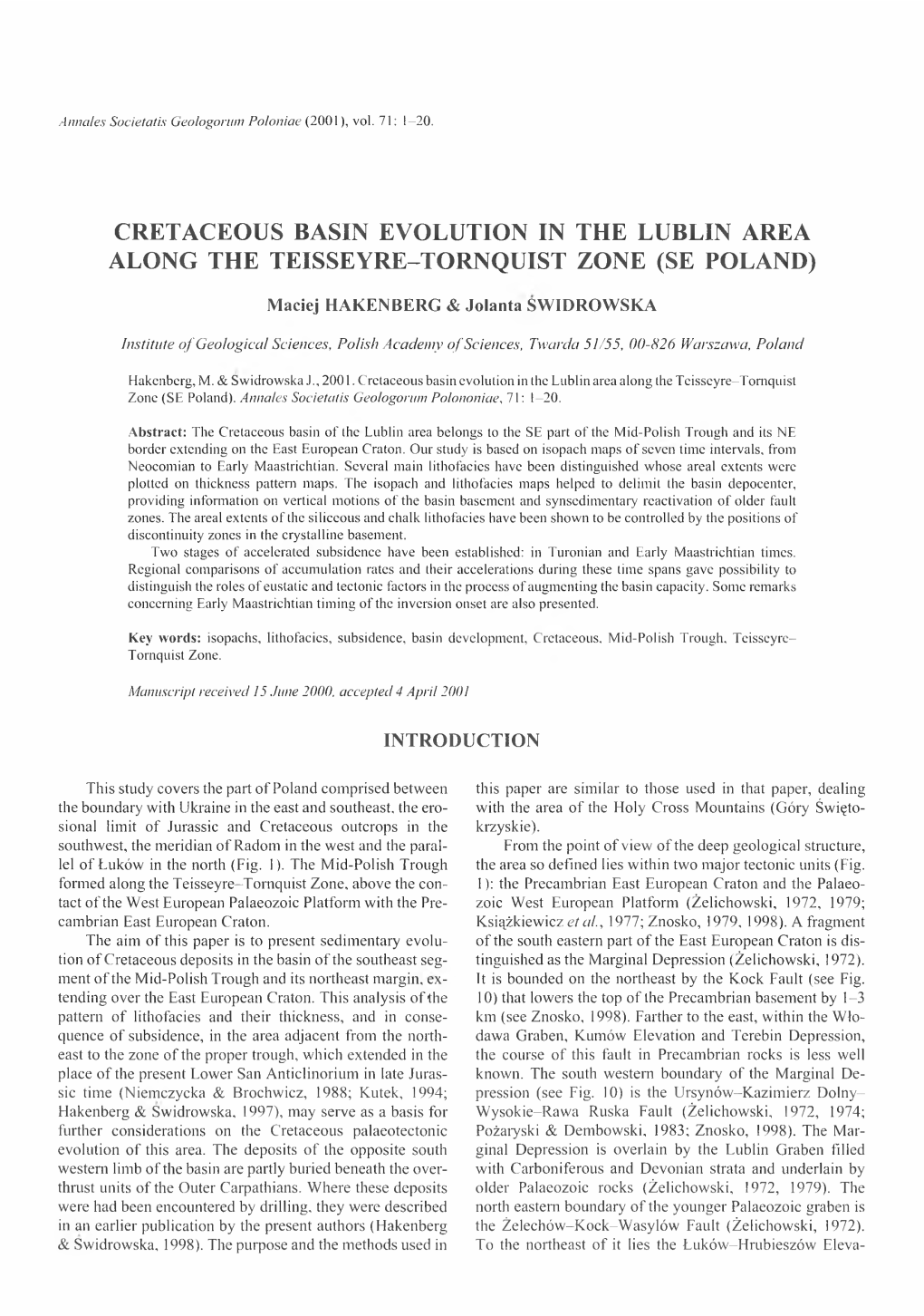 Cretaceous Basin Evolution in the Lublin Area Along the Teisseyre-Tornquist Zone (Se Poland)