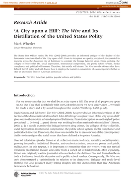 The Wire and Its Distillation of the United States Polity