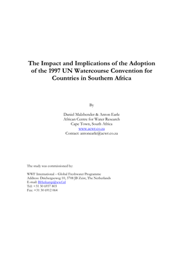 The Impact and Implications of the Adoption of the 1997 UN Watercourse Convention for Countries in Southern Africa