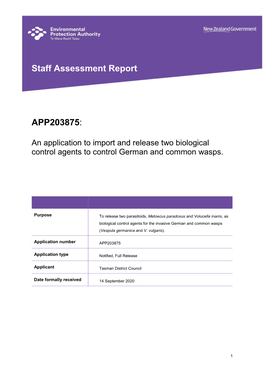Staff Assessment Report APP203875