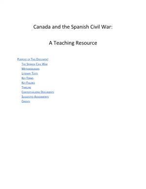 Canada and the Spanish Civil War: a Teaching Resource