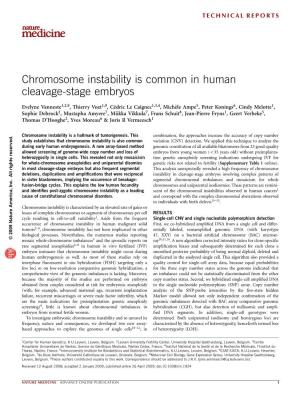 Chromosome Instability Is Common in Human Cleavage-Stage Embryos