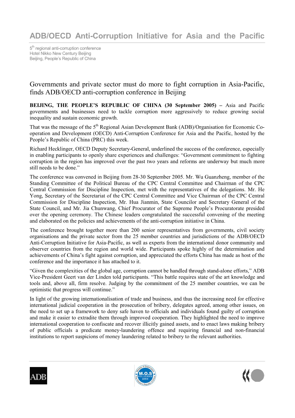 ADB/OECD Anti-Corruption Initiative for Asia and the Pacific