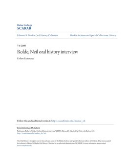 Rolde, Neil Oral History Interview Robert Ruttmann