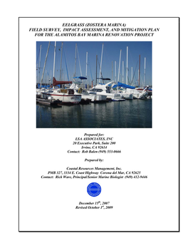 Field Survey, Impact Assessment, and Mitigation Plan for the Alamitos Bay Marina Renovation Project