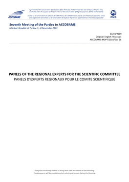 Panels of the Regional Experts for the Scientific Committee Panels D’Experts Regionaux Pour Le Comite Scientifique