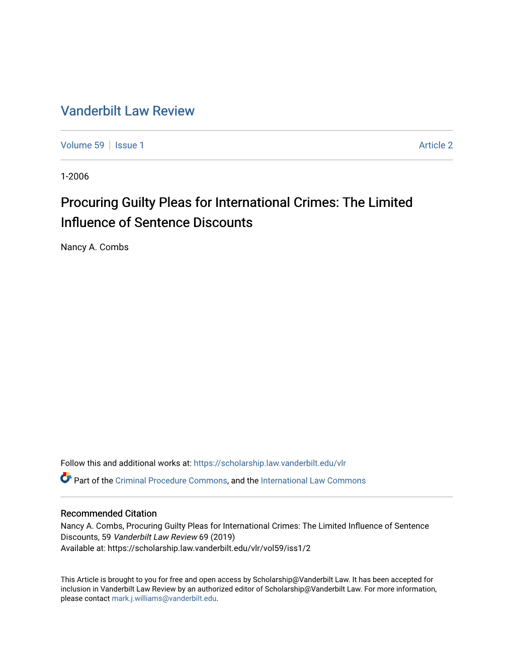 Procuring Guilty Pleas for International Crimes: the Limited Influence of Sentence Discounts