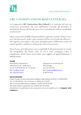 Cbc Conservazione Beni Culturali