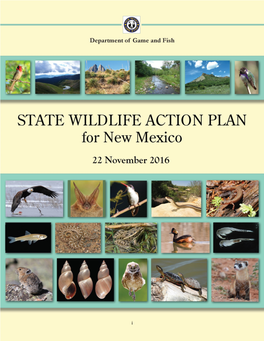 State Wildlife Action Plan for New Mexico 22 November 2016 I