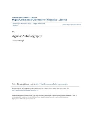 Against Autobiography Lia Nicole Brozgal